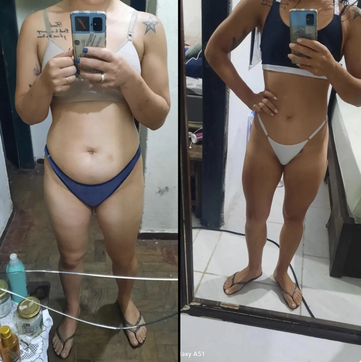 Transformação de Aluna 1 - antes e depois